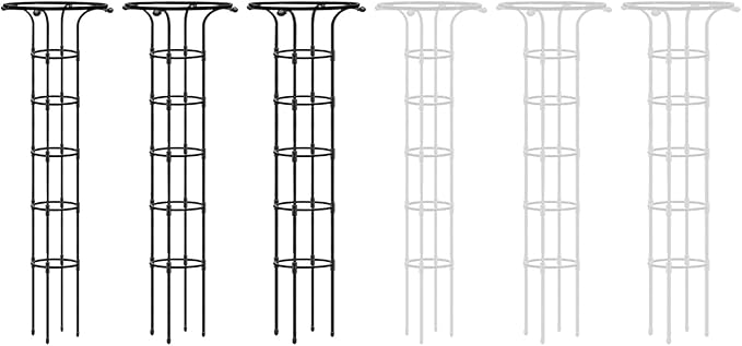 Metal Umbrella Trellis 72IN Decorative Vertical Garden Obelisk Trellis with PE Coated Black Lightweight Plant Tower Umbrella Shaped Ventilated Plant Trellis for(White 72.83 x 11.02IN)