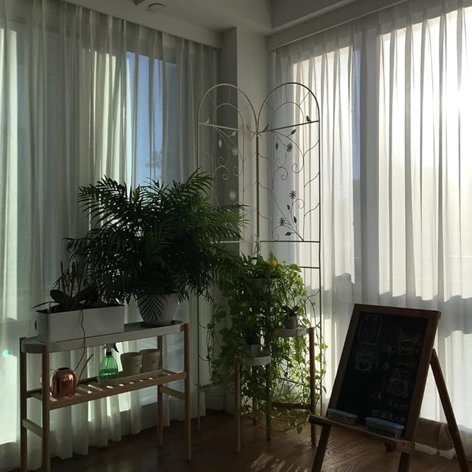 Upgraded Metal Garden Trellis for Climbing Plants Outdoor Plant Trellis Frame for Potted Plants Plant Support Screen Trellis for Flowers Vine Vegetable Indoor Outdoor(Color:GreenSize:210*50cm/82.7*