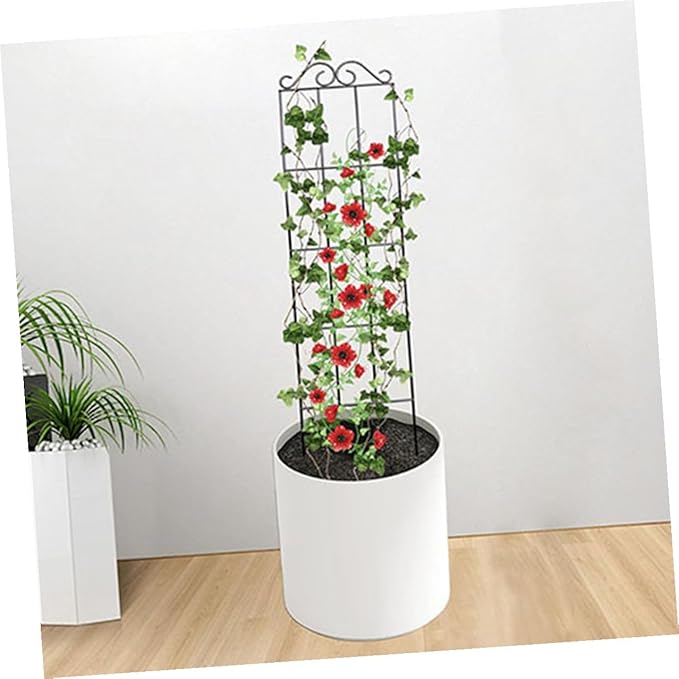 TEHAUX 4pcs Metal Plant Climbing Support Frames 50x15cm Black Vine Climbing Flower Rack Indoor Outdoor Garden Trellis for Potted Plants and Home Use