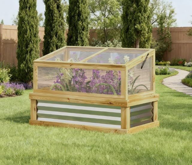 Raised Garden BedWooden Cold Frame Planter with Lean to GreenhouseRaised GFlower Bed Kit