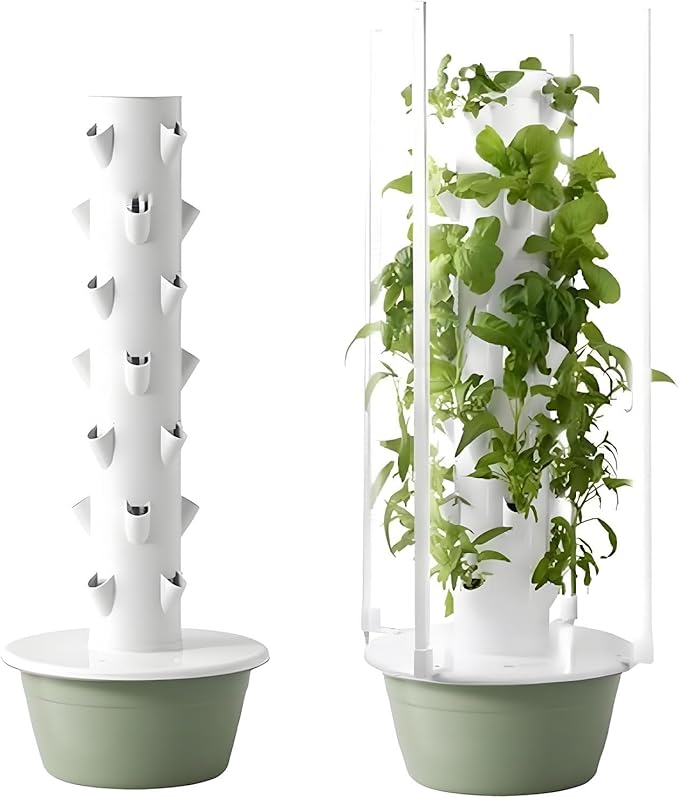 Hydroponic Growing System Kit Indoor &amp Outdoor Herb Garden Vegetable Tower with LED Grow Lights Automatic Timer Ideals for Gardeners &amp Beginners 7thfloor