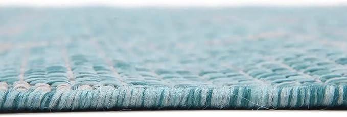 Unique Loom Trellis Collection Area Rug-Lattice Design Moroccan Inspired for Indoor/Outdoor Décor 2 ft x 8 ft Runner Aquamarine/Gray