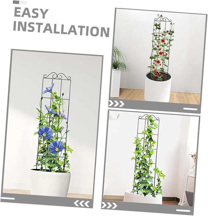 Uonlytech 4pcs Metal Garden Trellis Plant Support Stakes Climbing Vine Frame for Indoor Outdoor Potted Plants 50x15cm Black Climbing Houseplant Stem Supports
