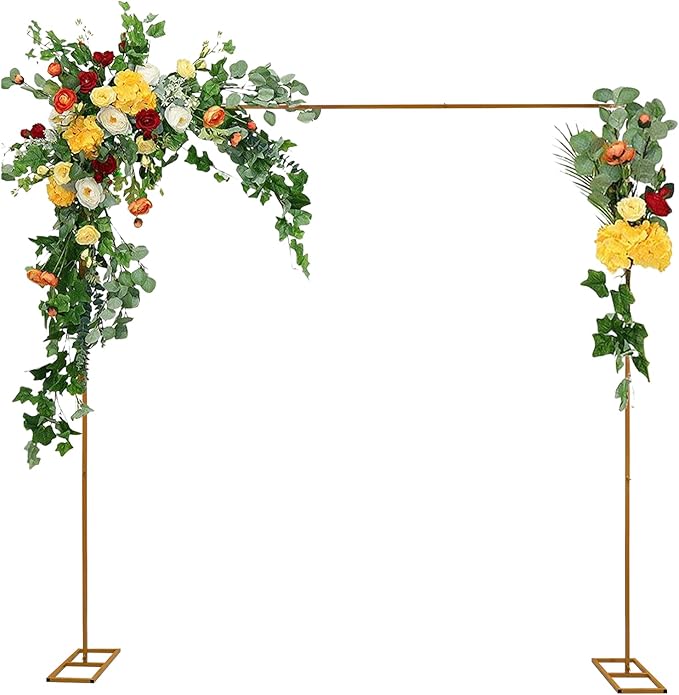 AOWUAEG 10 X 10 Feet Wedding Arches for CeremonyEasy Assembly Square Garden Trellis Arch Metal with Basesfor Weddings Quinceaneras Anniversary Party Birthday Photo Booth Background Decoration(Gold)