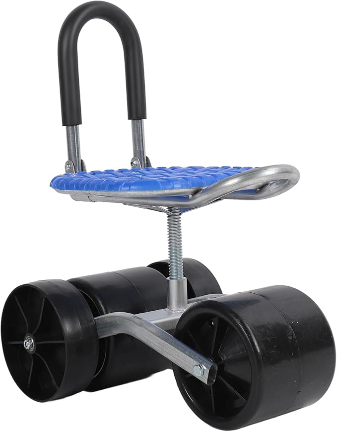 Garden Rolling Stool Seat with Wheels Adjustable 360 Degree Rotating Galvanized Steel and PP Material Comfortable for Long Hours Work Multi Functional for Planting Picking an