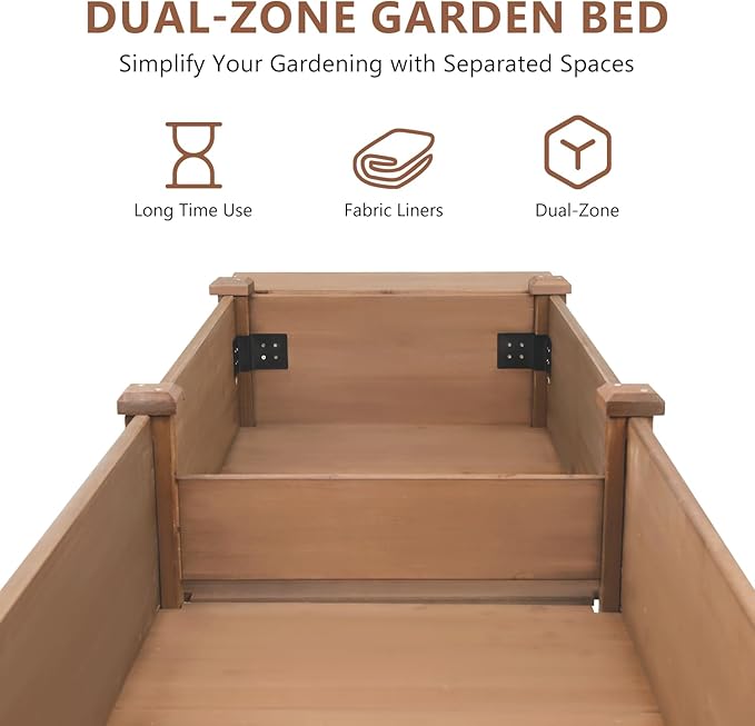Raised Garden Bed with Legs OutdoorElevated Garden BoxStorage Shelf Protective Liner for BackyardPatioBalcony80x23x30in (Brown)