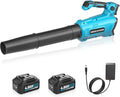 Leaf Blower Cordless 20V Electric Blower with 2 X 4.0Ah Battery &amp Charger 450-CFM 150-MPH Turbo Jet Blower with Adjustable Angle Handle for Lawn Care Garden Yard