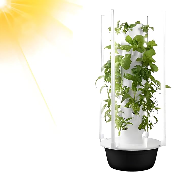 Hydroponic Growing System Kit - 20/28/36 Holes Vertical Garden Tower with Pump Indoor Hydroponic Tower for Herbs Fruits &amp Vegetables Space-Saving 0.3㎡