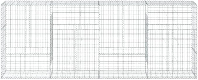 Gabion Basket with Cover 157.5 x 19.7 x 59.1 Galvanized Iron Raised Garden Bed Wire Basket for Outdoor Landscaping Garden Planters Flower Beds Vegetable Garden Bed and Retaining Walls