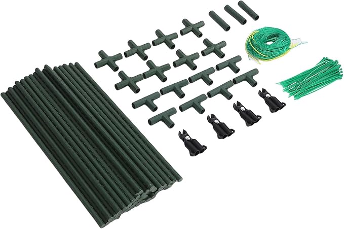 Fabater Cucumber Trellis Plastic Coated Steel Wind Proof 11mm Inner Pipe A Frame Adjustable Angle Garden Trellis Vegetable with Nylon Net for Climbing Plants in