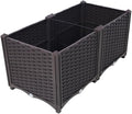 Self-Watering Raised Garden Bed Planter Box for Vegetables Herbs Flowers and Succulents – Deep Outdoor Indoor Planter with Drainage System (Brown + Polypropylene-1)