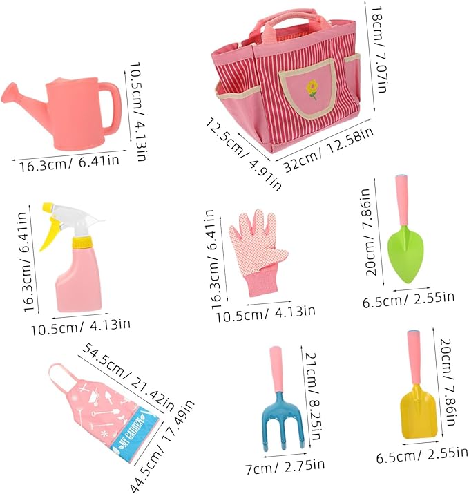 BESPORTBLE 1set Boys and Girls Gardening Tools Set Apron Gloves Rake Shovel Watering Can and Tote Bag Garden Tool Kit for Outdoor Fun and Learning