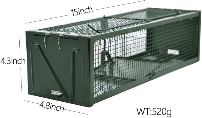 Live Animal Humane Trap 2-Door Mouse Trap Cage for Chipmunk Rats Squirrels Voles Rodent and Small Size Pests