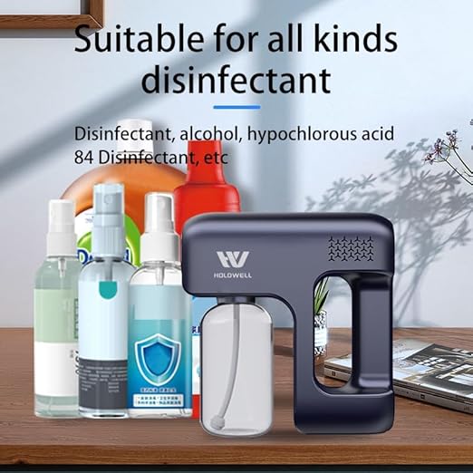 Disinfectant Fogger Machine Cordless Electric Blue Light Disinfection Gun Nano Sprayer for Salon/School/Hospital/Home/Office/Car/Gym/High-Contact Item Etc. (White)