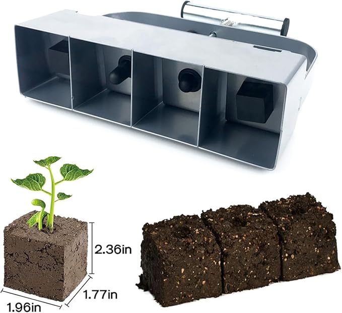 Soil Blockers 4-Grid Manual Gardening Tools 2inch Block Maker for Gardening for Planting Transplanting Cutting Propagator Starter Tray Garden Yard Greenhouse Men Women