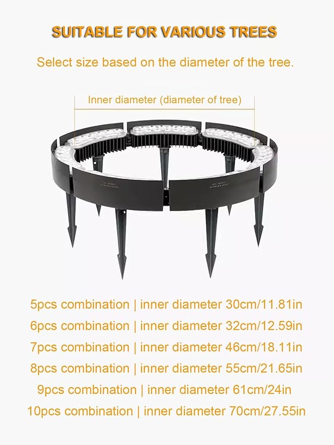 Solar Palm Tree Lights Outdoor LED Low Voltage Landscape Tree Ring Lights Landscape Spotlights Made to Last(White LightPack of 8)