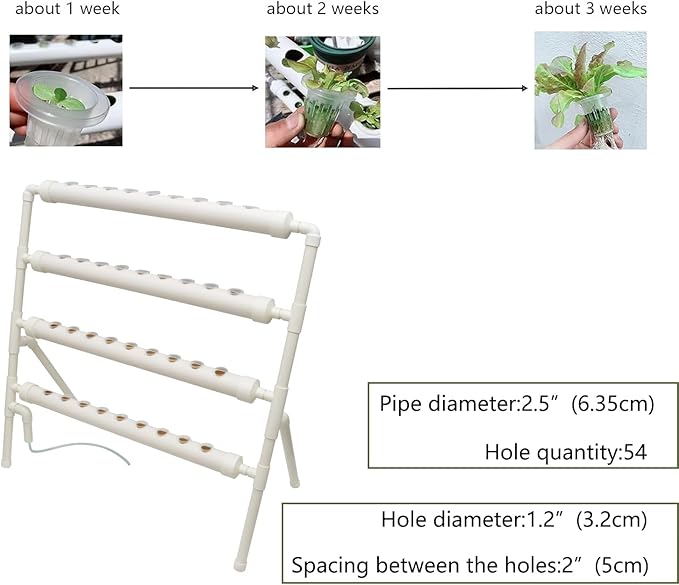 INTBUYING Hydroponics Growing System 36 Holes 4 Pipes 4 Layer Plant Site Grow Kit Hydroponics Gardending System Ladder Style Inner Set Hose with Water Pump Nest Basket and Sponge