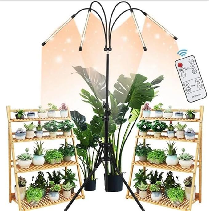 LED Plant Grow Light with Stand LED Grow Light Full Spectrum for Indoor Plants10 Dimmable LevelsTimingAdjustable 15-72 inch. (White)