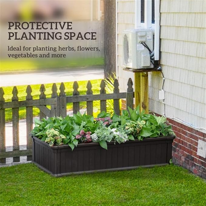Raised Garden Bed Outdoor Brown HDPE Raised Large Planter Raised Beds for Vegetables Flowers &amp Herbs