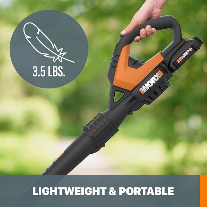 WORX Cordless Leaf Blower Electric Blowers for Lawn Care with 120 MPH &amp 2.7 LBS Long Nozzle Design for Narrow Spaces with Cleaning Attachments Battery &amp Charger Not Included WG545.9