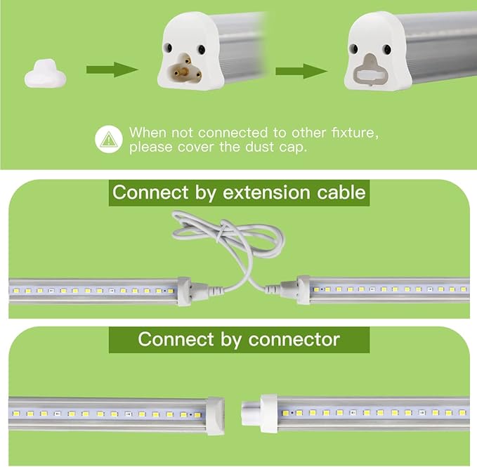 GYTF T5 LED Grow Lights 306-Bulbs 5000K White Full Spectrum Plant Growing Lamp Bars for Indoor Plants Seedling Hydroponics Daisy-Chain Design (6 x 10W 300W Equivalent)