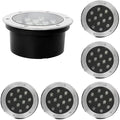 6PCS Landscape Lights - Outdoor Buried Lights AC85-265V IP66 Waterproof Recessed LED Spotlight Round Ground LED Spotlight for Villas Stair Step Lawn Lighting(Blanc18W)