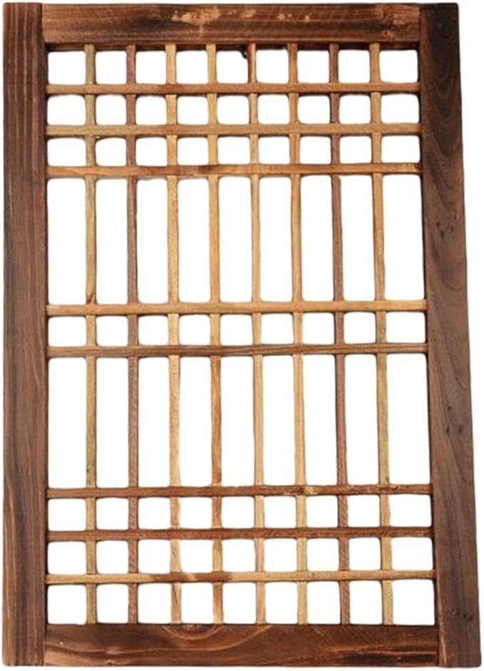Window Frame Wooden Window Pane Wall Art Garden Trellis Lattice Deck Rustic Wood Material Lightweight Hanging Easy Maintenance Suitable for Farmhouse 52cmx36cm