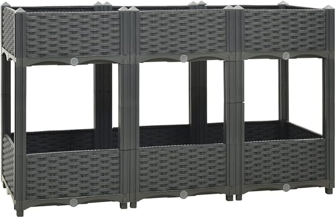 Raised Bed Outdoor Planter Garden Bed Polypropylene Raised Garden Bed Raised Planter Bed Raised Plant Containers for Fresh Vegetables Herbs Flowers 47.2x15.7x28