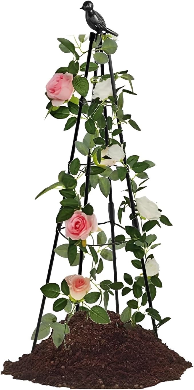 160cm Rustproof Garden Trellis for Climbing Plants Metal Obelisk Potted Plants Tomato Cages for Sweet Pea Frame Rose Trellis Vegetables Fruits