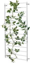MyGift 4 Foot Tall Modern White Metal Wall Mounted Horizontal Bars Trellis Outdoor Hanging Support Frame for Climbing Garden Plants and Crawling Vines