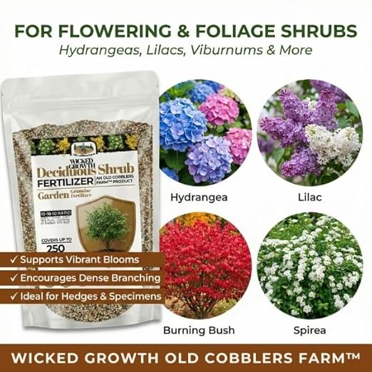Old Cobblers Farm™ Wicked Growth Deciduous Shrubs Fertilizer – Enhances Seasonal Performance and Keeps Shrubs Healthy and Full (5 lbs | 10 lbs | 15 lbs | 20 lbs) (10 lbs)