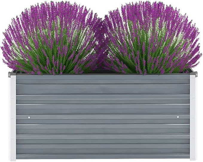 SKM Garden Raised Bed Galvanized Steel 39.4x15.7x17.7 Gray-48541026