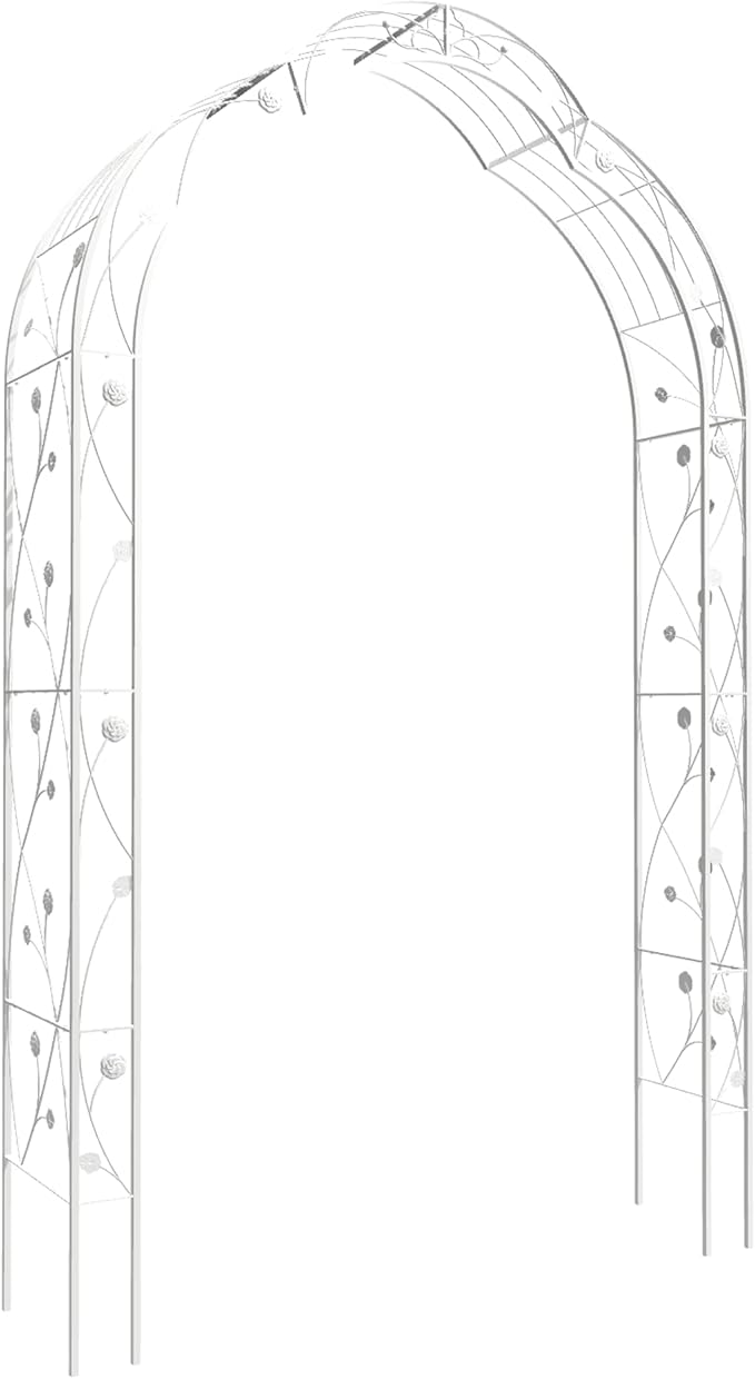 Metal Garden Arch Assemble Freely Garden Trellis Climbing Support Rose Arch Outdoor Arch Wedding Arch Party Events Archway (White)