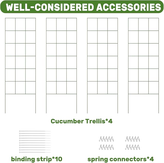 DOEWORKS Cucumber Trellis 56 High Foldable A Frame Garden Trellis 2 Pack Plant Support for Climbing Cucumber Beans Tomatoes Flowers Green
