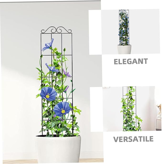 4pcs Black Metal Plant Climbing Frame Trellis Garden Support Stand for Vines Flowers Indoor Outdoor 50x15cm Plant Climbing Bracket