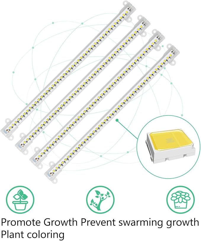 Full Plant Grow Light with USB Plug 4 Heads Dimmable LED for Indoor Succulent Care - Timer Function Adjustable Brightness Easy Installation (Sun Light 4000K 168LEDs)