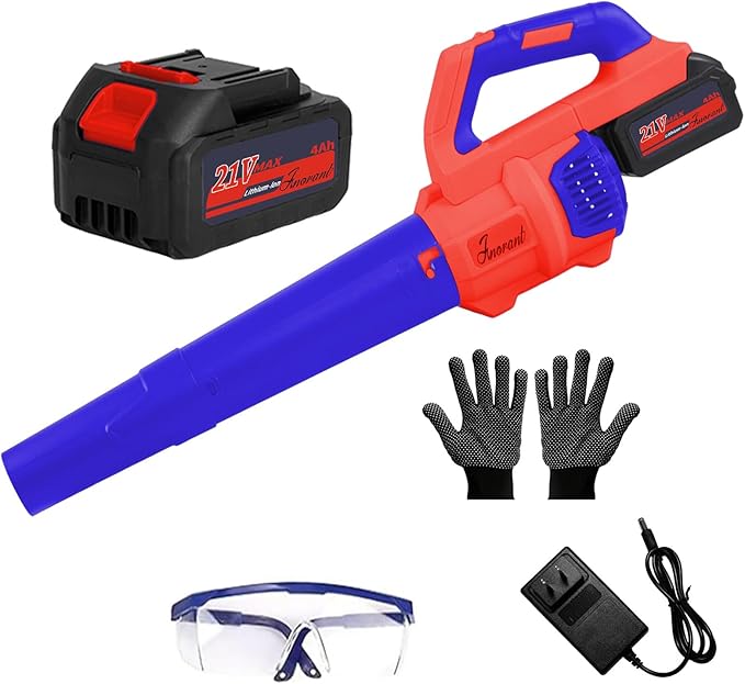 Leaf Blower Cordless with Battery and Charger 500 CFM/200 MPH Electric Leaf Blowers with 2 Speeds 2 Extended Tubes 1 x 2.0 Ah Battery-Powered Leaf Blowers for Lawn Care Blowing Leaves Yard(RED)