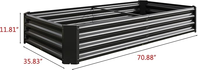 Galvanized Raised Garden Bed for VegetablesPlanter Raised Garden Boxes OutdoorMetal Raised Garden Beds Steel Kit for Vegetables Flower Herb Patio Black Rectangle