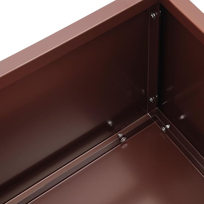 Metal Raised Garden Bed Modern Rectangular Planter Flower Box for Indoor Outdoor Balconies Gardens Decks Patios Decks Front Porches 38 * 15 * 15 in (Brown)
