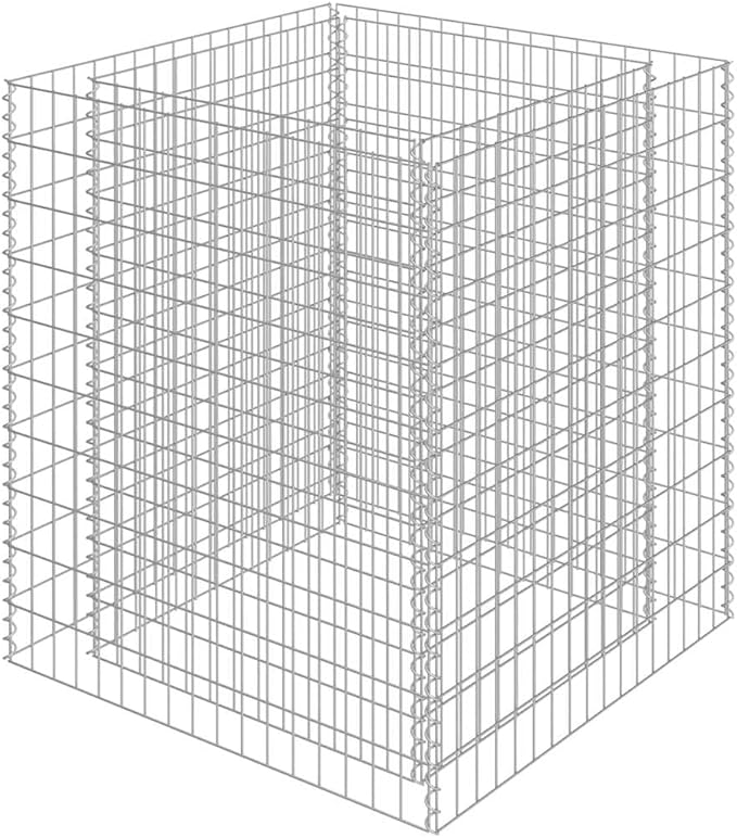 Gabion Raised Garden Bed Silver Galvanized Steel 35.4x35.4x39.4 Inch Large Planter for Outdoor Plants Durable Square Metal Garden Bed