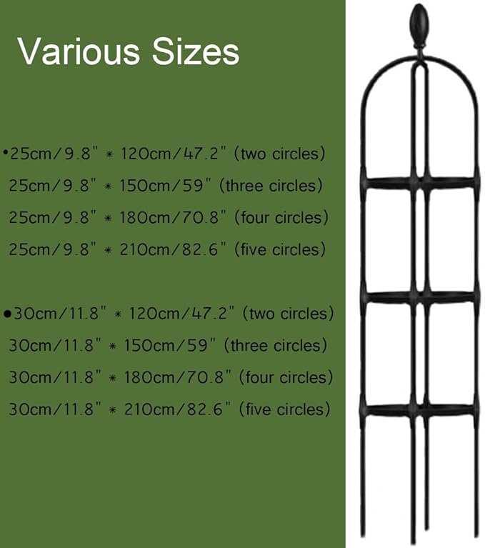 Garden Trellis Obelisk Plant Support Plastic Coated for Outdoor Indoor Potted Plants Tomato Rose - 1 Pc (Size : 30cm/11.8in Color : 210cm/82.6in)