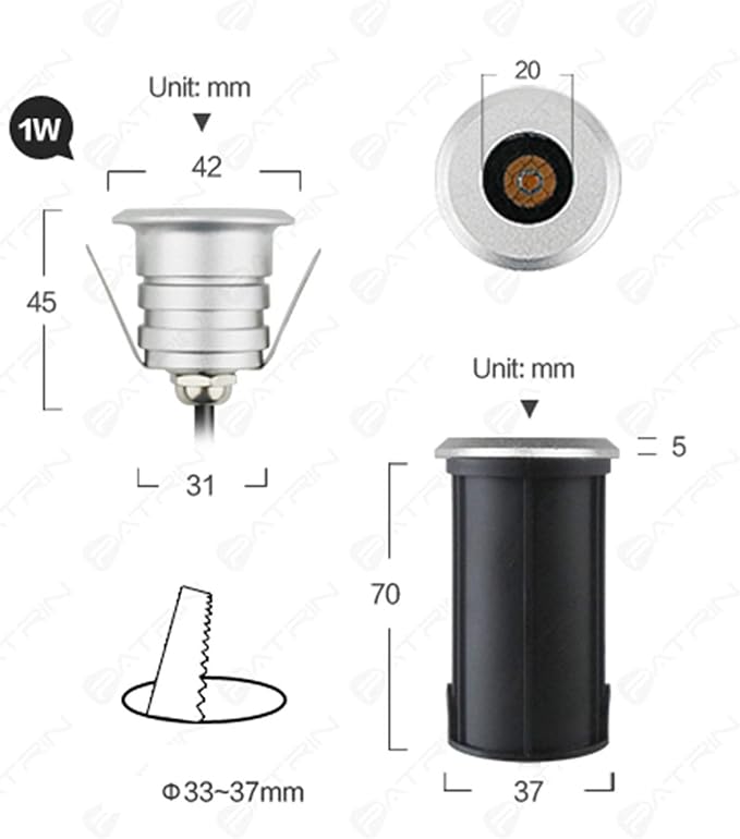 Low Voltage Landscape Lights Anti-Glare Honeycomb Tempered Glass 24v Low Pressure Underground Light LED IP67 Waterproof Terrace Floor Lawn Decorative Lighting (Color : Green Size : 3W) (Green 1W)