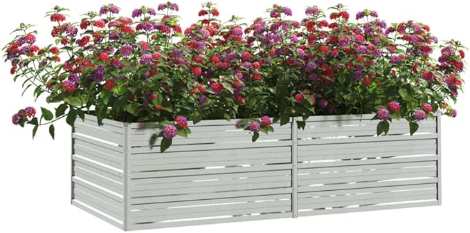 Garden Raised Bed 63x31.5x17.7 Galvanized Steel Silver Silver 13.68 lbs