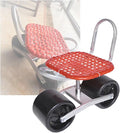 Garden Stool with Wheels Load-Bearing Capacity 150kgRolling Garden Cart Adjustable Height 22-36cmfor Orchards Farms Home(Red)