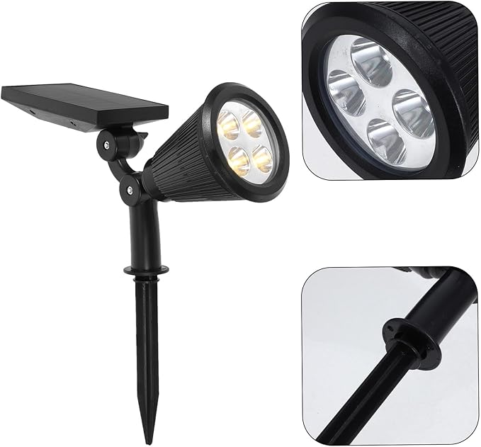 SUPVOX Solar Spotlights Outdoor Waterproof Solar Powered Landscape Garden Lights with 4 LED Warm White 3 Lighting Modes for Yard Patio Lawn and Tree Illumination