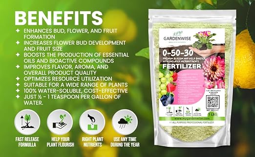 0-50-30 Universal Premium Bud and Bloom Booster Increases Flowering &amp Yield for Use in Soil and Hydroponics Super Concentrated Flower Fuel (1 LBS)