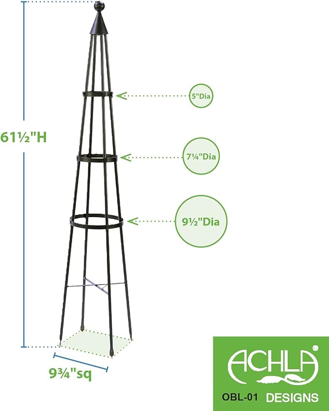 Achla Designs OBL-01A Garden Obelisk 61 H Trellis Graphite