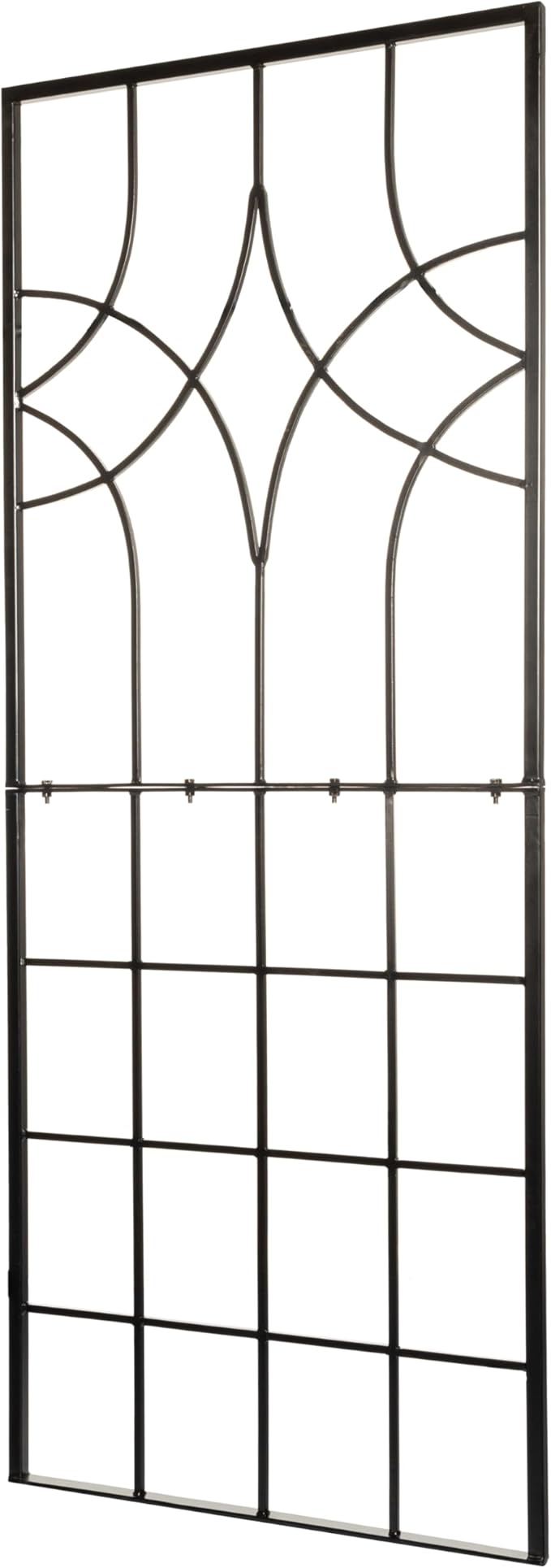 H Potter Garden Trellis Geometric Wrought Iron Heavy Duty Metal Panel Screen (Black Large)