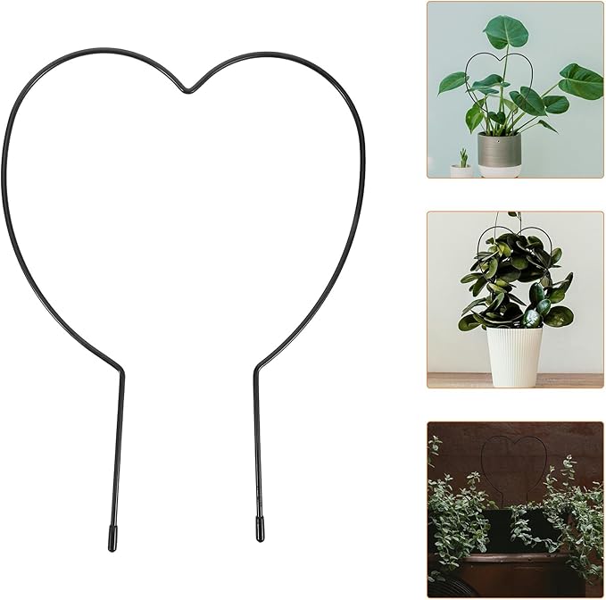 4pcs Heart-Shaped Iron Plant Climbing Trellis for Garden and Indoor Use 4mm Thick Vine Support Stakes 23x31cm Plant Vine Holder Frame for Flowers and Fruits