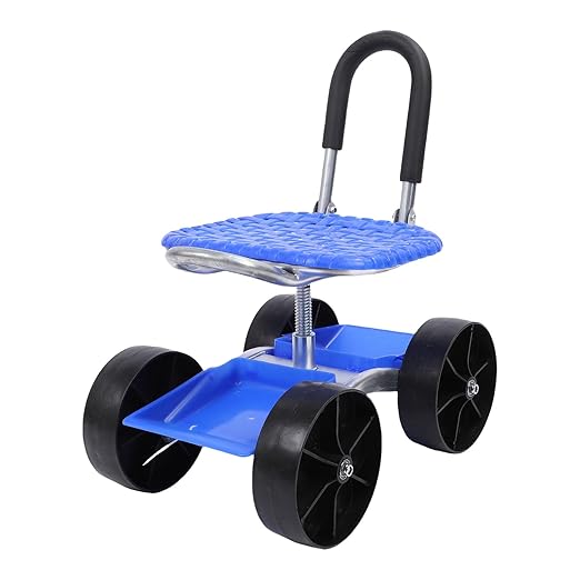 Garden Seat with Wheels Rolling Gardening Stool with Adjustable 360° Swivel Seat Ergonomic Backrest Outdoor Lawn Yard Rolling Work Seat for Gardening Planting Digging